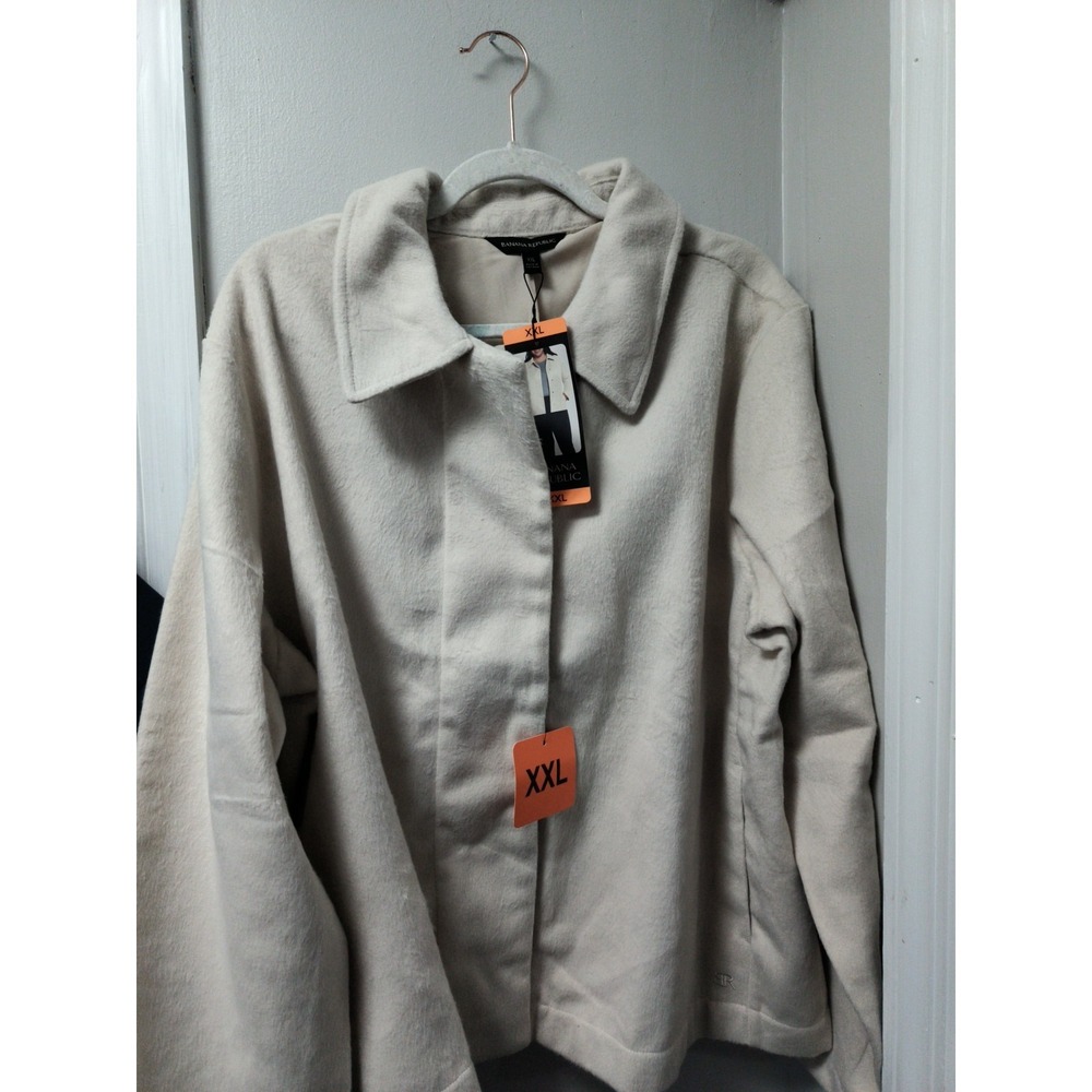 Banana Republic Cream Snap-Front Jacket XXL – Soft Brushed Finish, Collared New